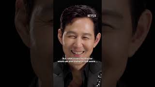 Lee Jungjae talking about that Ddakji Scene ❤️💙 repost from squidgamenetflix on Tik Tok [upl. by Lybis]