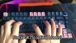 Stock vs Lubed GK75 Gateron Optical Blacks Sound Test Comparison [upl. by Nessy471]