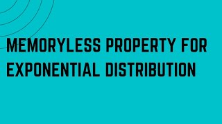 PQTPRP Unit  1 Probability Random Variable Memoryless property for Exponential Distribution [upl. by Kala]