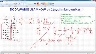 Jak dodawać ułamki o różnych mianownikach  przykłady  ForumWiedzy [upl. by Skerl]