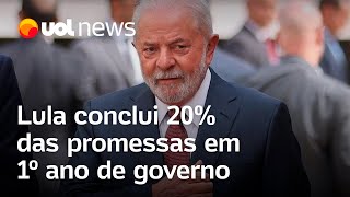 Lula conclui 20 das promessas em 1º ano 48 estão paradas ou em ritmo lento [upl. by Sidonie]