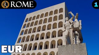 Rome guided tour ➧ EUR district 1 4K Ultra HD [upl. by Xilef]