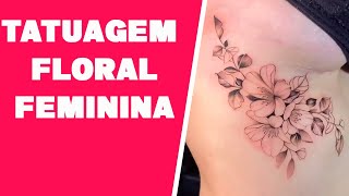 TATUAGEM FEMININA FLORAL NA COSTELA FINE LINEtatuagem feminina floral delicada na costela [upl. by Deborah]