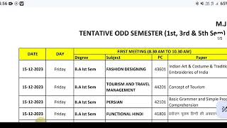 Mjpru university exam scheme date sheet [upl. by Irbmac]