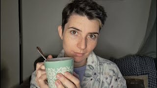 ASMR  Morning Coffee with Me  Whispered face touching page turning pen biting tapping [upl. by Combe]