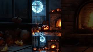 Cozy Halloween Fireplace with Crackling Fire and Rain Sounds halloweenambience fire ambientinn [upl. by Myrta]