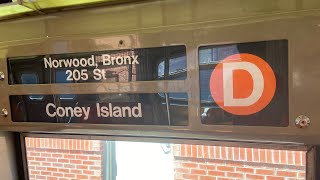 IND Subway R68 D Train Ride from Coney Island to Norwood205th St via Sea Beach  Concourse Exp [upl. by Gough]