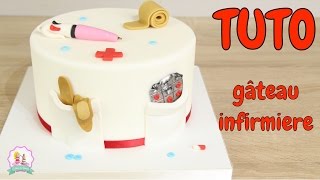 ♡• TUTORIEL DECORATION PATE À SUCRE GÂTEAU CAKE DESIGN INFIRMIERE •♡ [upl. by Navada]