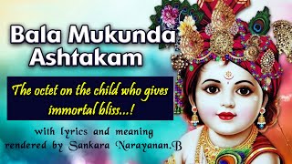 Bala Mukundashtakam बालमुकुन्दाष्टकम् with lyrics and meaning [upl. by Nahtanha208]