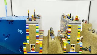 LEGO medival DISASTER  SUPRISE SINKHOLE on Castle Walls  Dam Breach Experiment [upl. by Rossner]