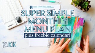 Meal Planning for the Whole Month Free Printable Monthly Menu Calendar Download in my Erin Condren [upl. by Pammie]