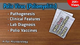 Polio virus  poliomyelitis  Poliomyelitis pathogenesis polio lab diagnosis  polio vaccines notes [upl. by Eniamor]