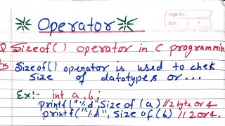 Sizeof operator in C programming in hindi unary Operators sizeof  Indigenous Coding [upl. by Telimay]