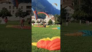 Paragliders Landing at Interlaken Höhenmatte A Scenic Touchdown [upl. by Eilac]