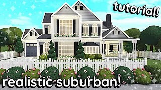 Realistic Suburban Bloxburg House Build 2 Story Exterior Tutorial [upl. by Hctub]