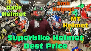 Cheapest Helmet Market shop😲 in Delhi Imported Branded Helmets cheapest Riding Gloves Axor SMK [upl. by Tullusus]