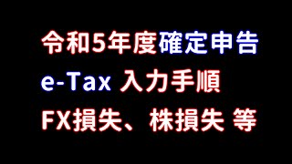 令和5年度 確定申告 eTax入力手順FX損失、株損失など [upl. by Gianina]