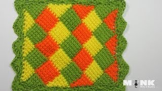 Entrelac Babydecke  Diamantmuster Teil 1 [upl. by Nimrak]