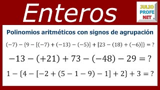 OPERACIONES CON ENTEROS Y SIGNOS DE AGRUPACIÓN  Ejercicios 1 2 y 3 [upl. by Amrak420]