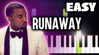 Kanye West  Runaway ft Pusha T  EASY Piano Tutorial [upl. by Crissie]