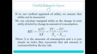 Microeconomics  Marginal utility cardinal approach [upl. by Eizus]