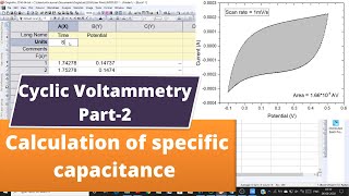 Calculation of Specific capacitance  Cyclic Voltammetry Part2 [upl. by Enitsed819]