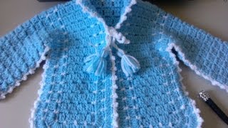 Crochet baby sweater with unique stitch  Video 2 [upl. by Adon]