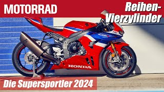 ReihenVierzylinder auf der EICMA die Supersportler 2024 von Honda Kawasaki QJMotor und Yamaha [upl. by Ahseya185]