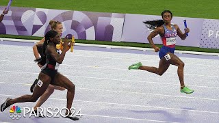 Sha’Carri Richardsons blistering comefrombehind anchor leg ices 4x100m gold  Paris Olympics [upl. by Doubler]