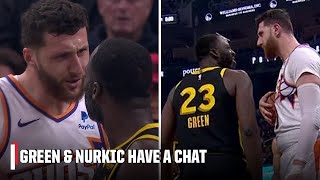 Draymond Green and Jusuf Nurkic exchange words after a foul  NBA on ESPN [upl. by Dnomrej]