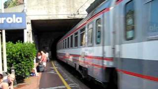 Eurostar Train in transit through Manarola Italy [upl. by Dnaltiac]