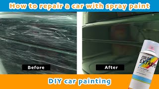 How to repair a car with spray paint  Zelf je auto spuiten English subs [upl. by Prochora]