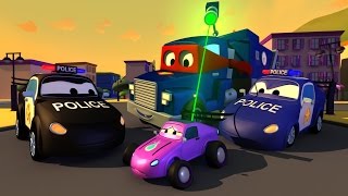 Carl le SUPER TRUCK et Le CAMION de POLICE à Car City  Dessin animé pour les enfants [upl. by Nehtan]