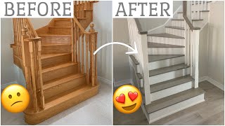 AMAZING Oak Staircase Transformation BEFORE amp AFTER [upl. by Saberio]