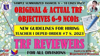 BAGONG ORIGINAL amp ACTUAL TRF OBJECTIVES 69 NCOIs QUESTIONS AND ANSWERS II JUN GULAGULA [upl. by Assirrem]