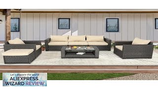 7 Pieces Patio Furniture Sets Outdoor Rattan Wicker Conversation Sofa Garden Sectional Review [upl. by Deegan]