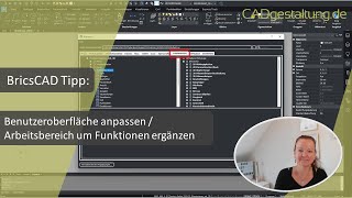 BricsCAD Tipp Benutzeroberfläche anpassen  Arbeitsbereich ergänzen [upl. by Adlesirk]