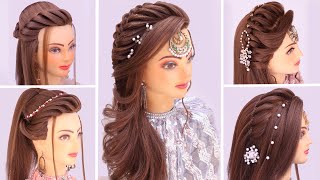 5 wedding hairstyles kashees l open hairstyle for wedding l front variation l Hair style girl [upl. by Schild]