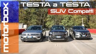 Volkswagen Tiguan vs Nissan Qashqai vs Jeep Compass  SUV compatti 2017 a confronto [upl. by Yendroc585]