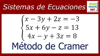 Sistemas de ecuaciones lineales 3×3 por método de Cramer [upl. by Lenod]