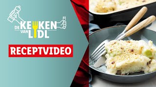 Ovenschotel met gehakt prei amp knolselderpuree I Lidl België [upl. by Catlin]