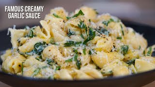 15 minute creamy garlic pasta sauce [upl. by Anoirtac226]