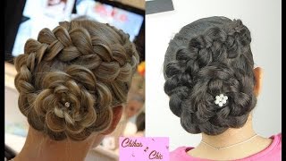 Dutch Flower Braid  Flower Bun  Updo Hairstyles [upl. by Grimbly]