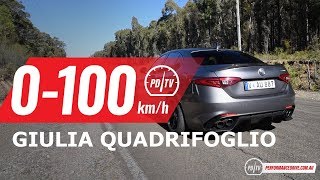 2018 Alfa Romeo Giulia Quadrifoglio 0100kmh amp engine sound [upl. by Einittirb]