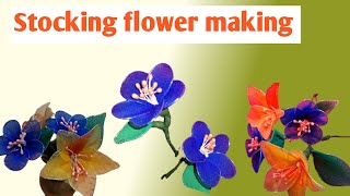 Stocking flower makingHow to make easy stocking 🌺Flower making at home 🏠 [upl. by Etteragram]