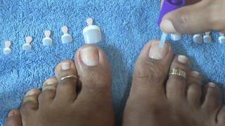 How to apply Kiss Salon French Toenails Tutorial [upl. by Lawan694]