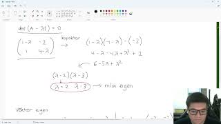 Penjelasan Nilai Eigen Vektor Eigen dan Diagonalisasi Pada Matriks 2x2 [upl. by Anawat]