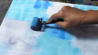 Easy Abstract Painting  Just Using Brayers amp Acrylics  Frozen Sorrows [upl. by Sima]