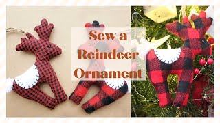 Sew a Christmas Reindeer Ornament Plushie [upl. by Katherina967]