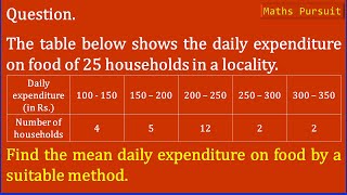 The table below shows the daily expenditure on food of 25 households in a locality Find the mean [upl. by Alane396]